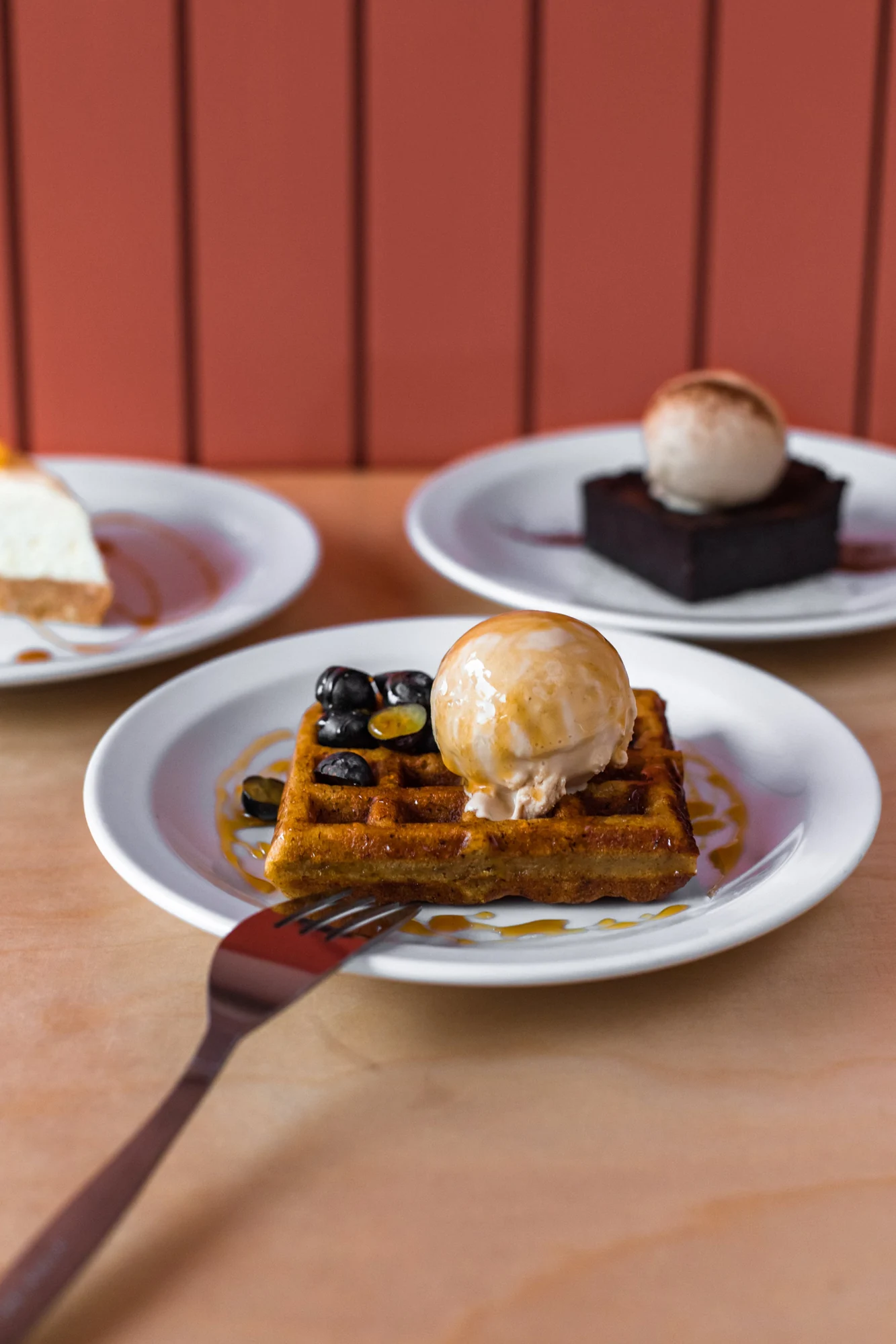 Plantain Waffle with a scoop of ice cream